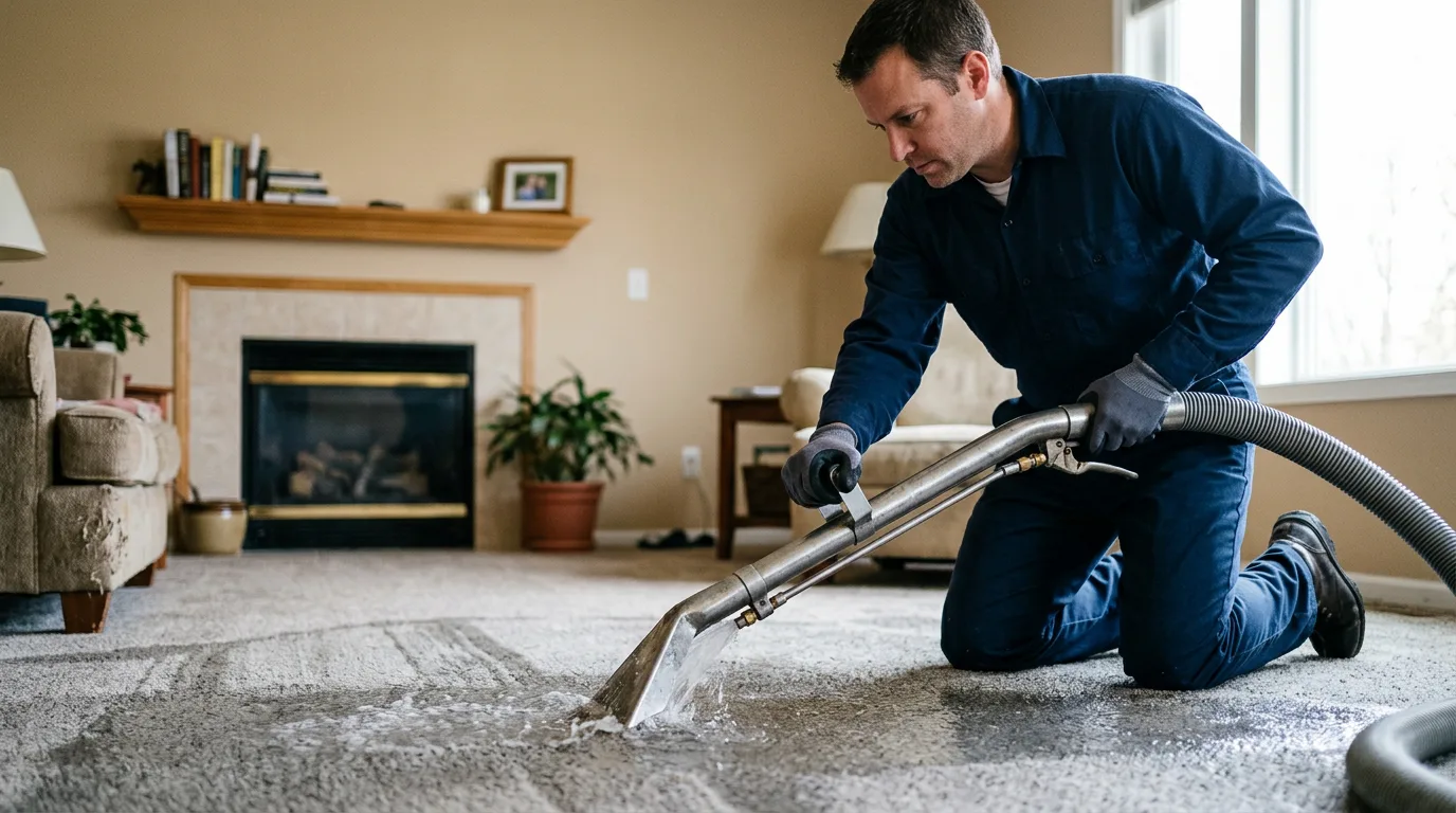 Water damage restoration technician working near Wayan, ID